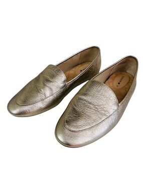 Birdies The Vesper Metallic Gold Leather Loafers Size 8